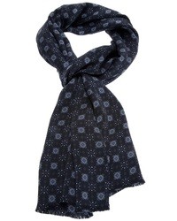 Мужской темно-синий шелковый шарф с принтом от Paul Smith