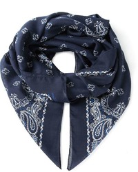 Женский темно-синий шелковый шарф с принтом от Saint Laurent