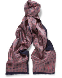 Мужской темно-синий шелковый шарф от Brioni