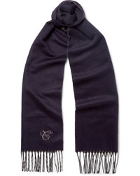 Мужской темно-синий шелковый шарф от Canali
