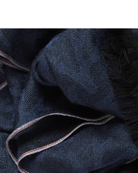 Мужской темно-синий шелковый шарф от Isaia