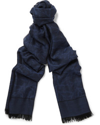 Мужской темно-синий шелковый шарф от Isaia