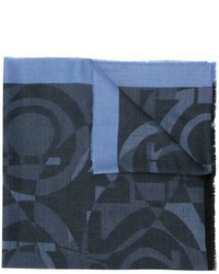 Женский темно-синий шелковый шарф от Salvatore Ferragamo
