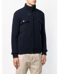 Мужской темно-синий шерстяной бомбер от Fay