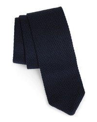 Темно-синий шерстяной вязаный галстук