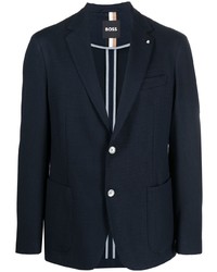 Мужской темно-синий шерстяной вязаный пиджак от BOSS