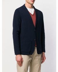 Мужской темно-синий шерстяной вязаный пиджак от Drumohr