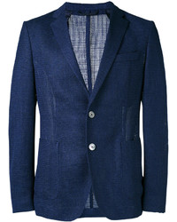Мужской темно-синий шерстяной вязаный пиджак от Hugo Boss