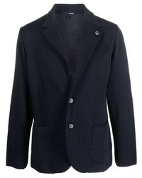Мужской темно-синий шерстяной вязаный пиджак от Lardini