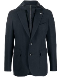 Мужской темно-синий шерстяной вязаный пиджак от Luigi Bianchi Mantova