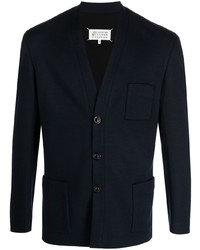 Мужской темно-синий шерстяной вязаный пиджак от Maison Margiela