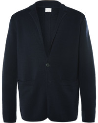 Мужской темно-синий шерстяной вязаный пиджак от Sunspel