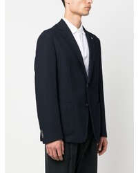 Мужской темно-синий шерстяной вязаный пиджак от BOSS