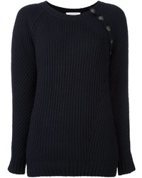 Женский темно-синий шерстяной вязаный свитер от PIERRE BALMAIN