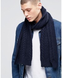 Мужской темно-синий шерстяной вязаный шарф от Asos