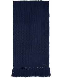 Мужской темно-синий шерстяной вязаный шарф от Burberry