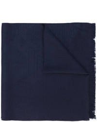 Мужской темно-синий шерстяной вязаный шарф от Emporio Armani