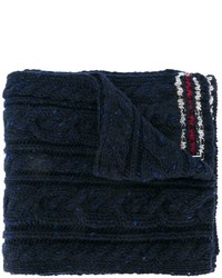 Мужской темно-синий шерстяной вязаный шарф от Thom Browne