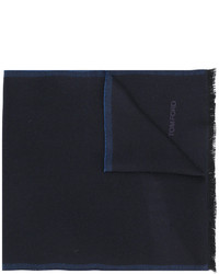 Мужской темно-синий шерстяной вязаный шарф от Tom Ford