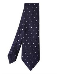 Темно-синий шерстяной галстук в горошек