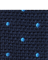 Мужской темно-синий шерстяной галстук в горошек от Dunhill