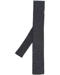 Темно-синий шерстяной галстук с принтом
