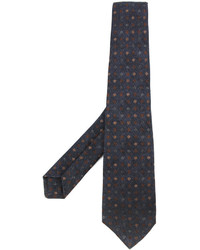 Мужской темно-синий шерстяной галстук с принтом от Kiton