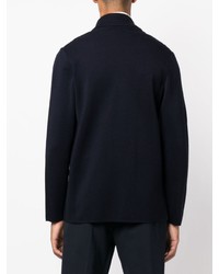 Мужской темно-синий шерстяной двубортный пиджак от Lardini