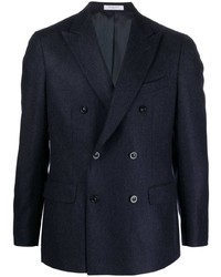 Мужской темно-синий шерстяной двубортный пиджак от Boglioli