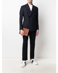 Мужской темно-синий шерстяной двубортный пиджак от Tagliatore