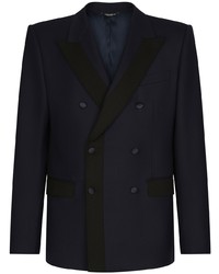 Мужской темно-синий шерстяной двубортный пиджак от Dolce & Gabbana