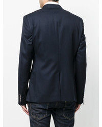 Мужской темно-синий шерстяной двубортный пиджак от Dolce & Gabbana