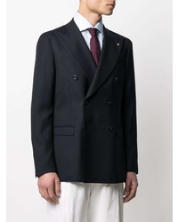 Мужской темно-синий шерстяной двубортный пиджак от Corneliani