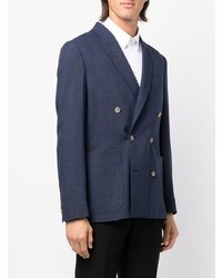 Мужской темно-синий шерстяной двубортный пиджак от PS Paul Smith