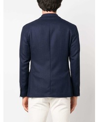 Мужской темно-синий шерстяной двубортный пиджак от Luigi Bianchi Mantova