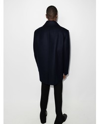 Мужской темно-синий шерстяной двубортный пиджак от Raf Simons