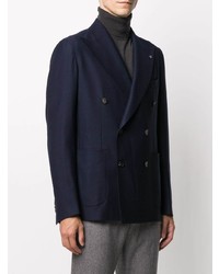 Мужской темно-синий шерстяной двубортный пиджак от Tagliatore