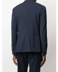 Мужской темно-синий шерстяной двубортный пиджак от Z Zegna