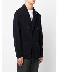 Мужской темно-синий шерстяной двубортный пиджак от Lardini