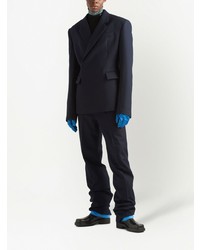 Мужской темно-синий шерстяной двубортный пиджак от Prada