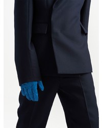 Мужской темно-синий шерстяной двубортный пиджак от Prada