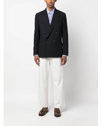 Мужской темно-синий шерстяной двубортный пиджак от Lardini