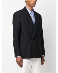 Мужской темно-синий шерстяной двубортный пиджак от Lardini