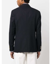 Мужской темно-синий шерстяной двубортный пиджак от Lardini