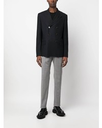 Мужской темно-синий шерстяной двубортный пиджак от Lardini