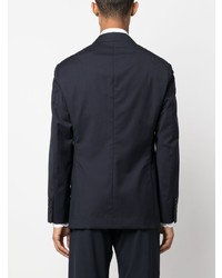 Мужской темно-синий шерстяной двубортный пиджак от Brunello Cucinelli