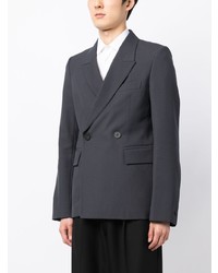 Мужской темно-синий шерстяной двубортный пиджак от Wooyoungmi