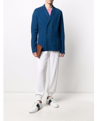 Мужской темно-синий шерстяной двубортный пиджак от Malo