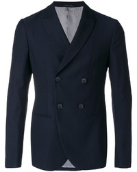 Мужской темно-синий шерстяной двубортный пиджак от Giorgio Armani