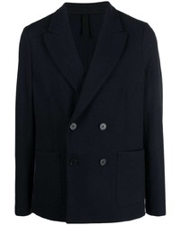 Мужской темно-синий шерстяной двубортный пиджак от Harris Wharf London